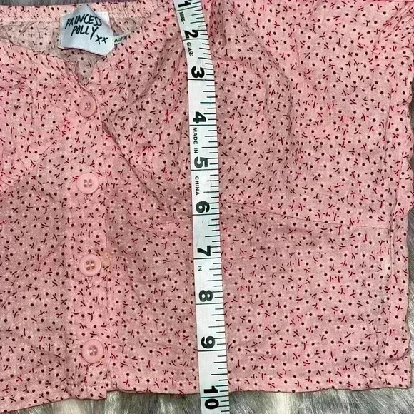 Princess Polly The Laura Top Puff Short Sleeve Floral Pink Cropped Top sz 6 - Picture 7 of 7